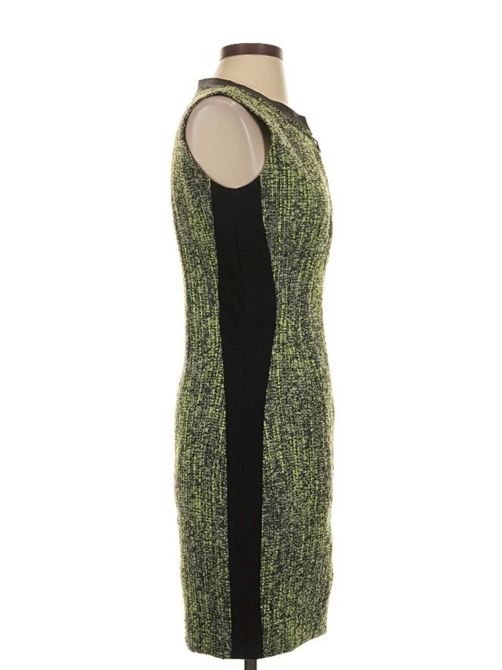 Elie Tahari Green Tweed Zip-Front Sheath Dress - Picture 3 of 8